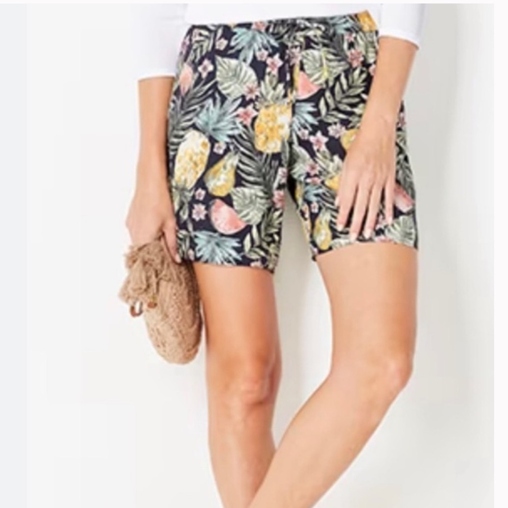 J. Jill Pull On Shorts Signature Hand Drawn Fruit Print M